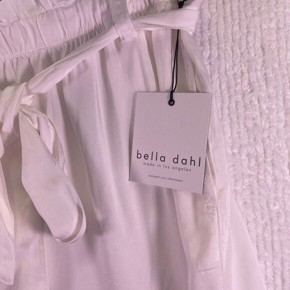 Bella Dahl White Elastic Ruffle High Tie Waist Paper Bag Shorts Large NWT - Picture 2 of 8